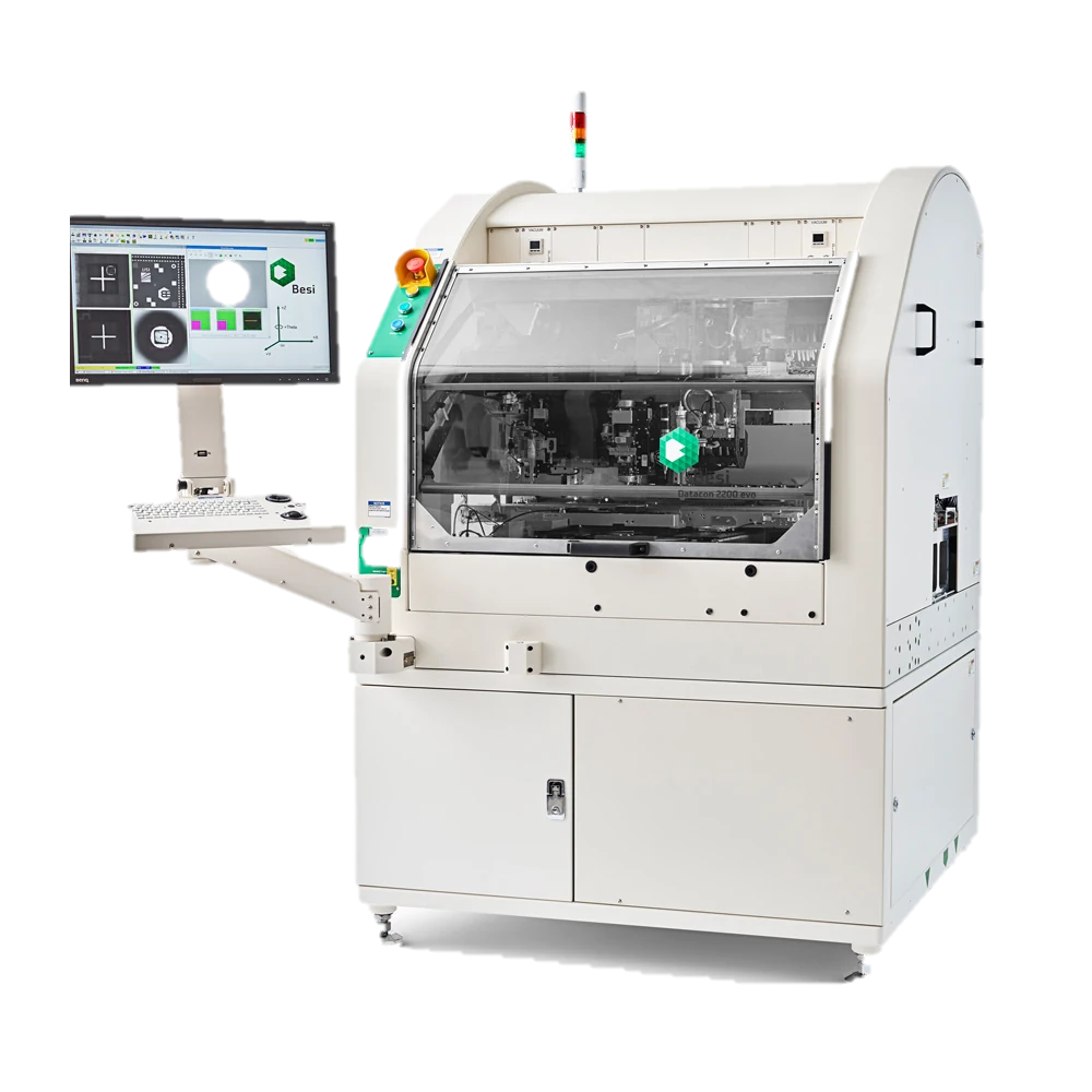 Besi Datacon Evo die bonder with its operator console and enclosed bonding area.