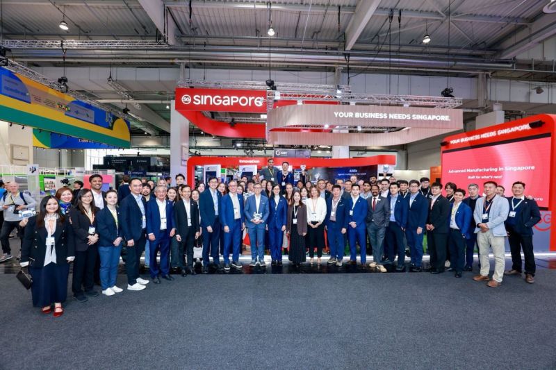 Singapore exhibitors and delegates at the Hannover Messe 2026 pavilion.