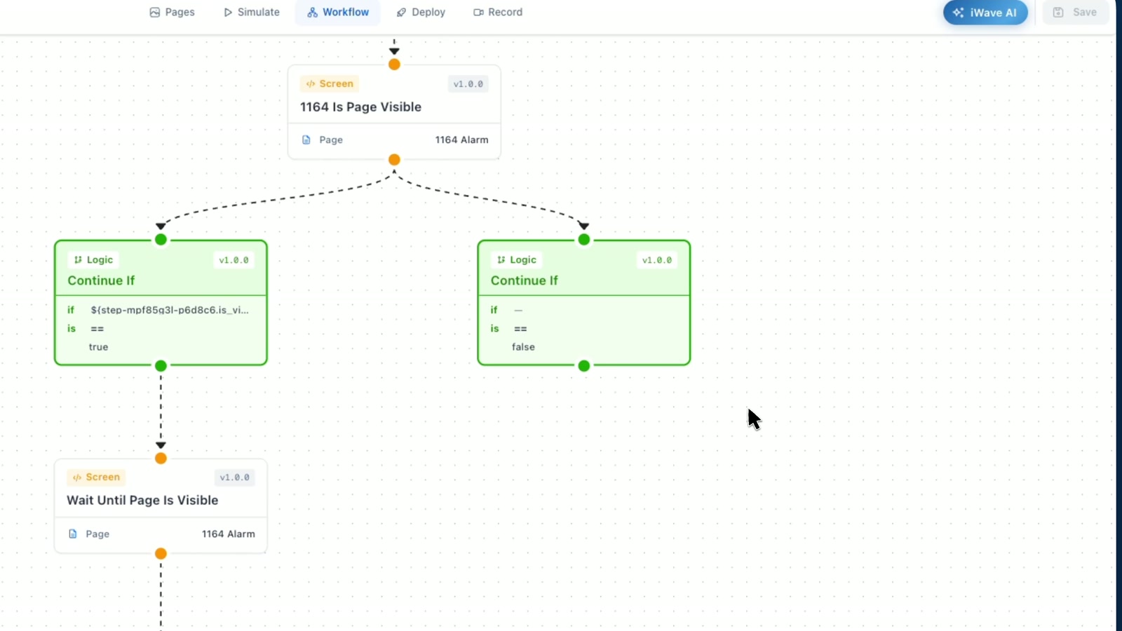Autopilot workflow canvas showing linked Functional Blocks and conditional paths.